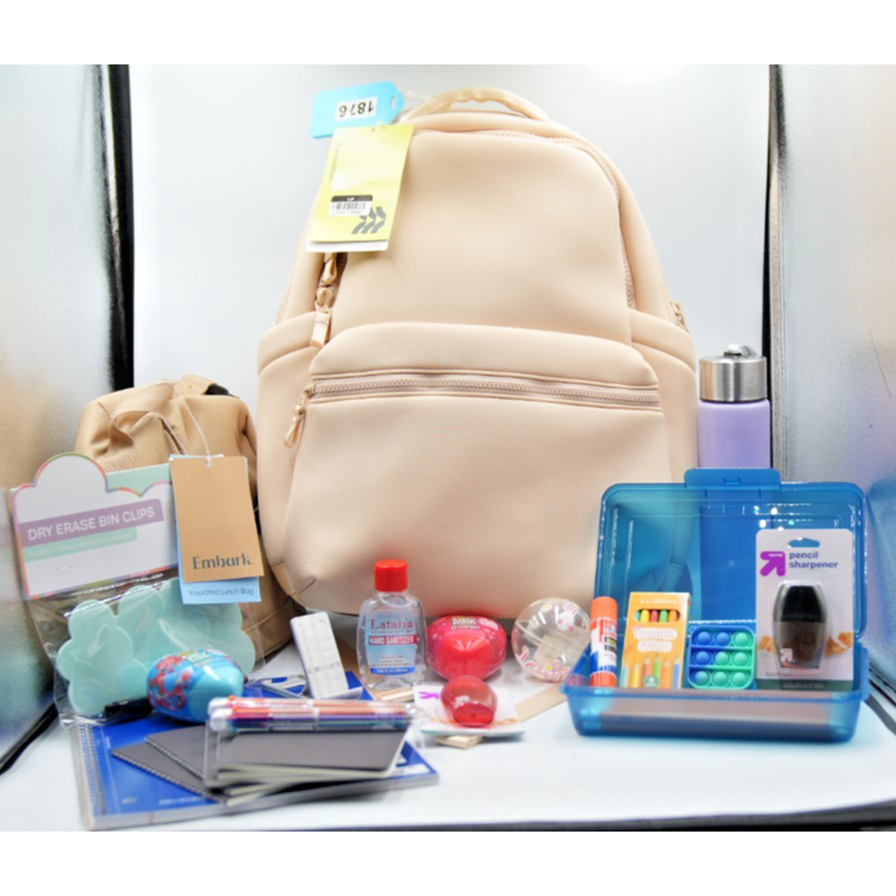 All in Motion Backpack & Lunch Bag w/ Supplies,‎ Fidgets, USB, Water Bottle